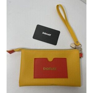 Domat Yellow Orange Zip Up Wristlet 7x4"